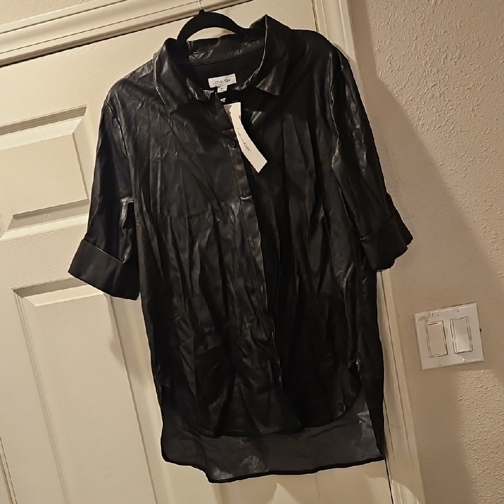 Calvin Klein Black Leather Shirt